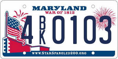 MD license plate 4BK0103
