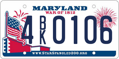 MD license plate 4BK0106