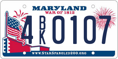 MD license plate 4BK0107