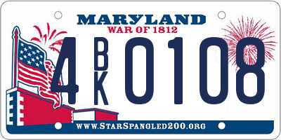 MD license plate 4BK0108