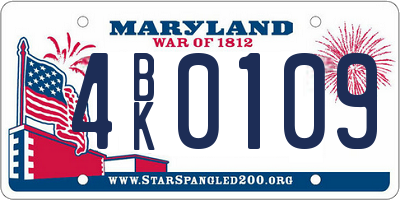 MD license plate 4BK0109