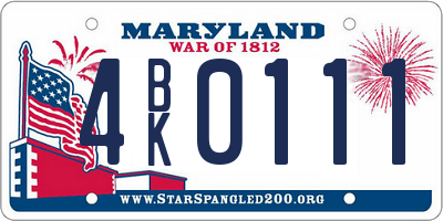 MD license plate 4BK0111