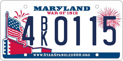 MD license plate 4BK0115