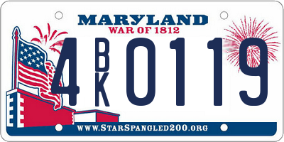 MD license plate 4BK0119