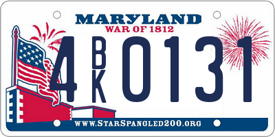 MD license plate 4BK0131