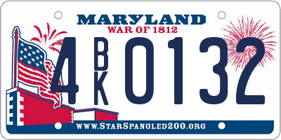 MD license plate 4BK0132