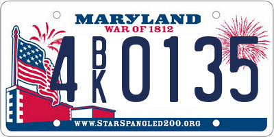 MD license plate 4BK0135