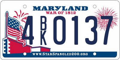 MD license plate 4BK0137