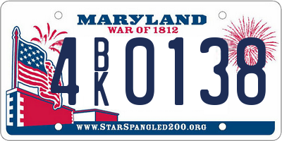 MD license plate 4BK0138