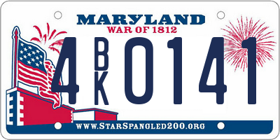 MD license plate 4BK0141