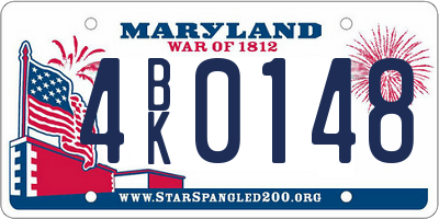 MD license plate 4BK0148