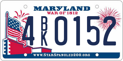 MD license plate 4BK0152