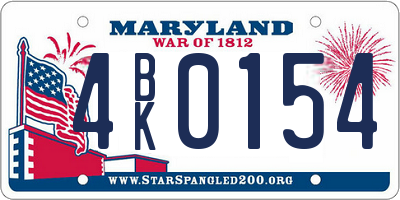MD license plate 4BK0154