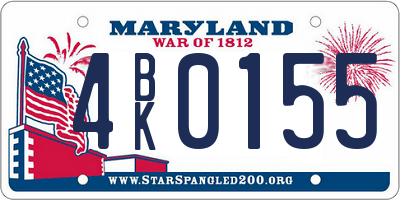 MD license plate 4BK0155