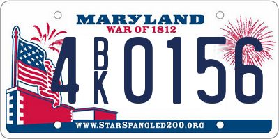 MD license plate 4BK0156