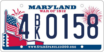 MD license plate 4BK0158