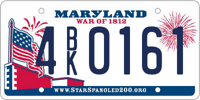 MD license plate 4BK0161