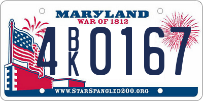 MD license plate 4BK0167