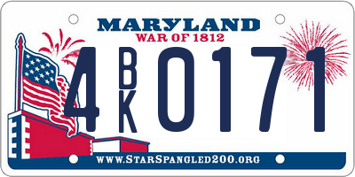 MD license plate 4BK0171