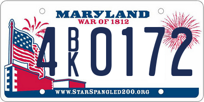 MD license plate 4BK0172