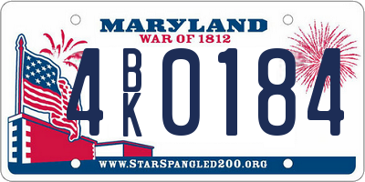 MD license plate 4BK0184