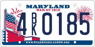 MD license plate 4BK0185