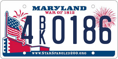 MD license plate 4BK0186