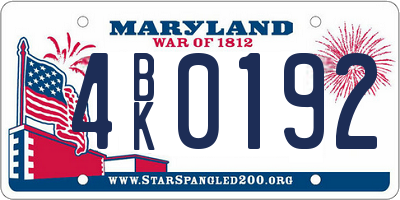MD license plate 4BK0192