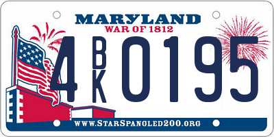 MD license plate 4BK0195