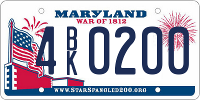 MD license plate 4BK0200