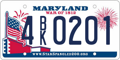 MD license plate 4BK0201
