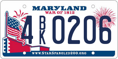 MD license plate 4BK0206