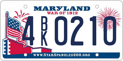 MD license plate 4BK0210