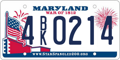 MD license plate 4BK0214