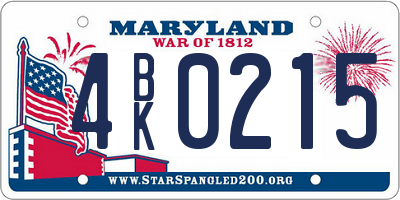 MD license plate 4BK0215