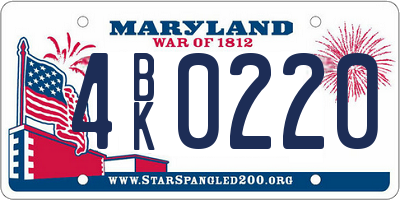 MD license plate 4BK0220