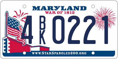 MD license plate 4BK0221