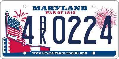 MD license plate 4BK0224