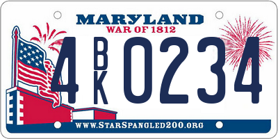 MD license plate 4BK0234