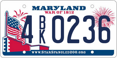MD license plate 4BK0236