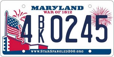 MD license plate 4BK0245