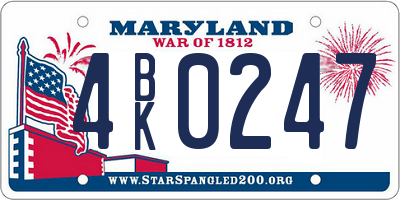 MD license plate 4BK0247