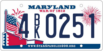MD license plate 4BK0251