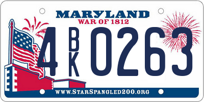 MD license plate 4BK0263