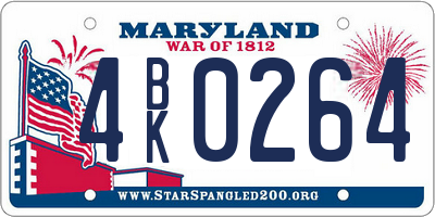 MD license plate 4BK0264