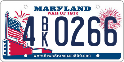 MD license plate 4BK0266