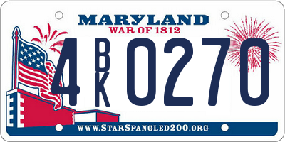 MD license plate 4BK0270
