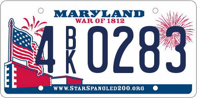 MD license plate 4BK0283