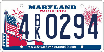 MD license plate 4BK0294