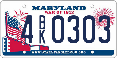 MD license plate 4BK0303